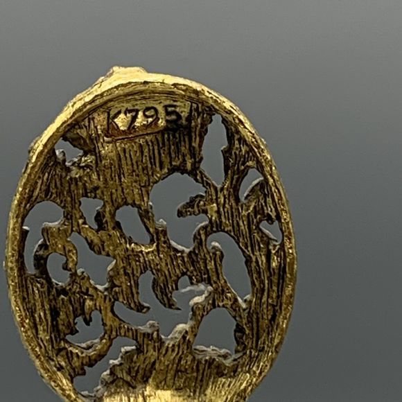 Vtg Ornate Matson Footed Perfume Bottle Dogwood Diamond Point Cut Glass Ormolu - Picture 9 of 17